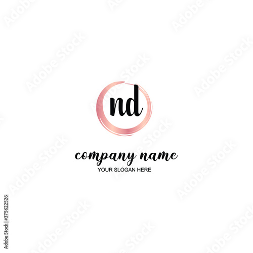 ND Initial handwriting logo template vector