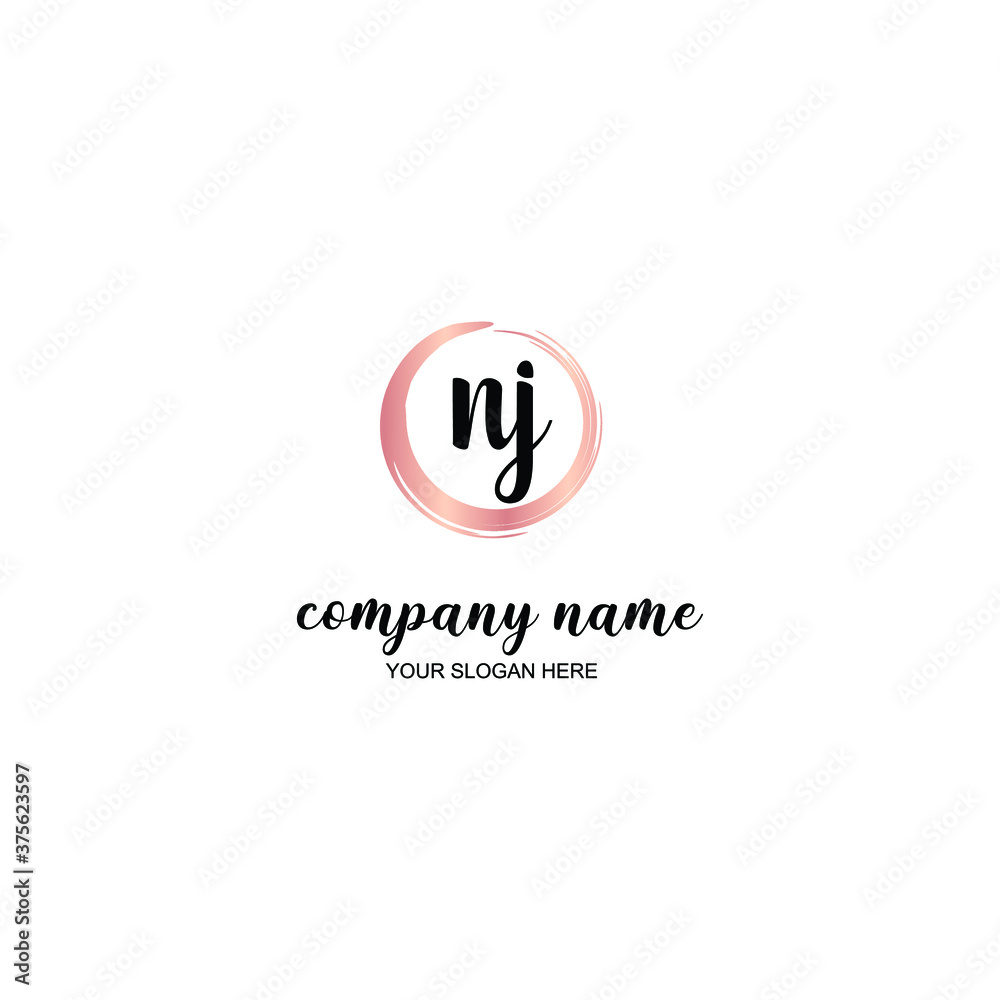 NJ Initial handwriting logo template vector NJ Initial handwriting logo template vector