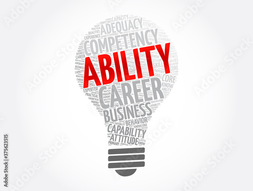 Ability light bulb word cloud collage, concept background
