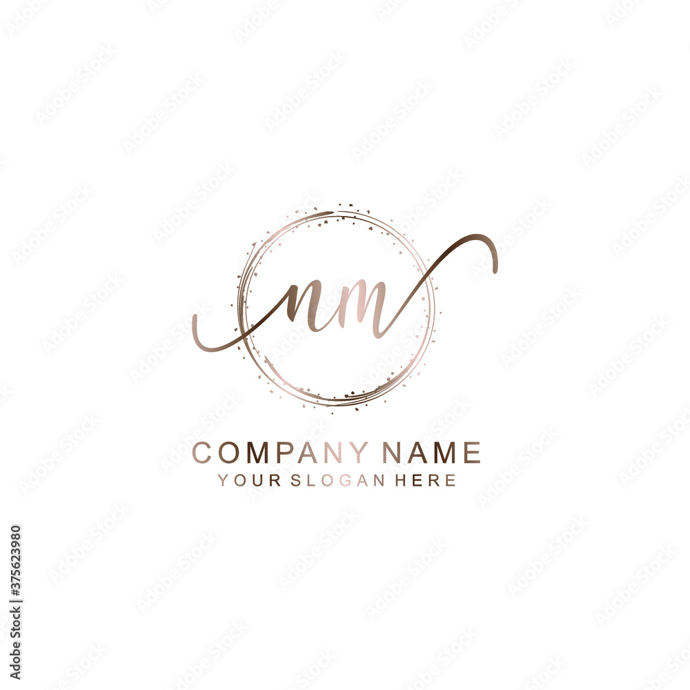 NM Initial handwriting logo template vector NM Initial handwriting logo template vector