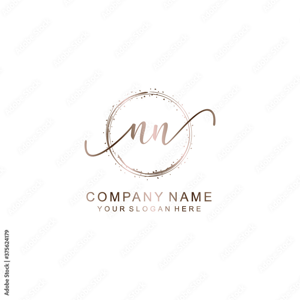 NN Initial handwriting logo template vector