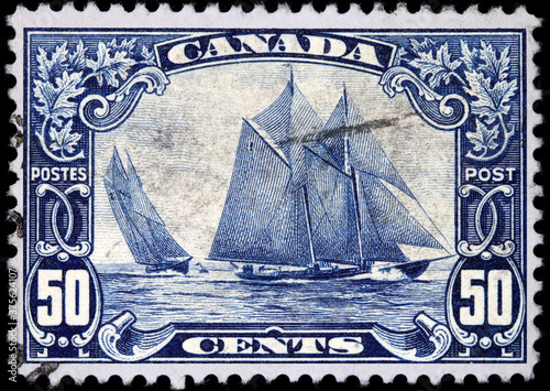 Canadian stamp issued in 1929 to commemorate the racing schooner Bluenose photo