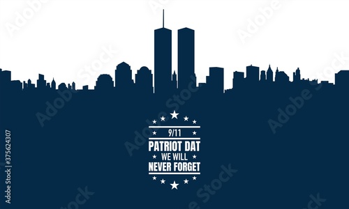 Billede på lærred Patriot Day Background With New York City Silhouette.