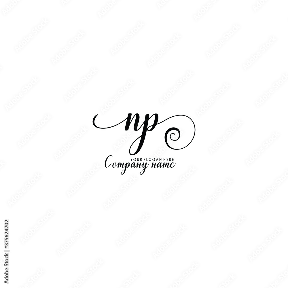 NP Initial handwriting logo template vector NP Initial handwriting logo template vector