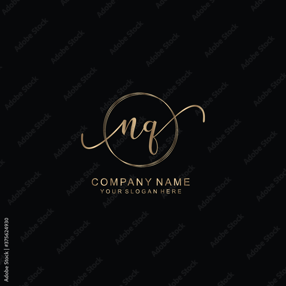 NQ Initial handwriting logo template vector