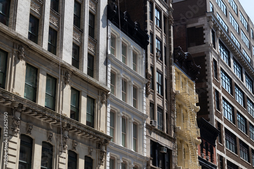 Row of Beautiful Old Residential Buildings in NoHo of New York City