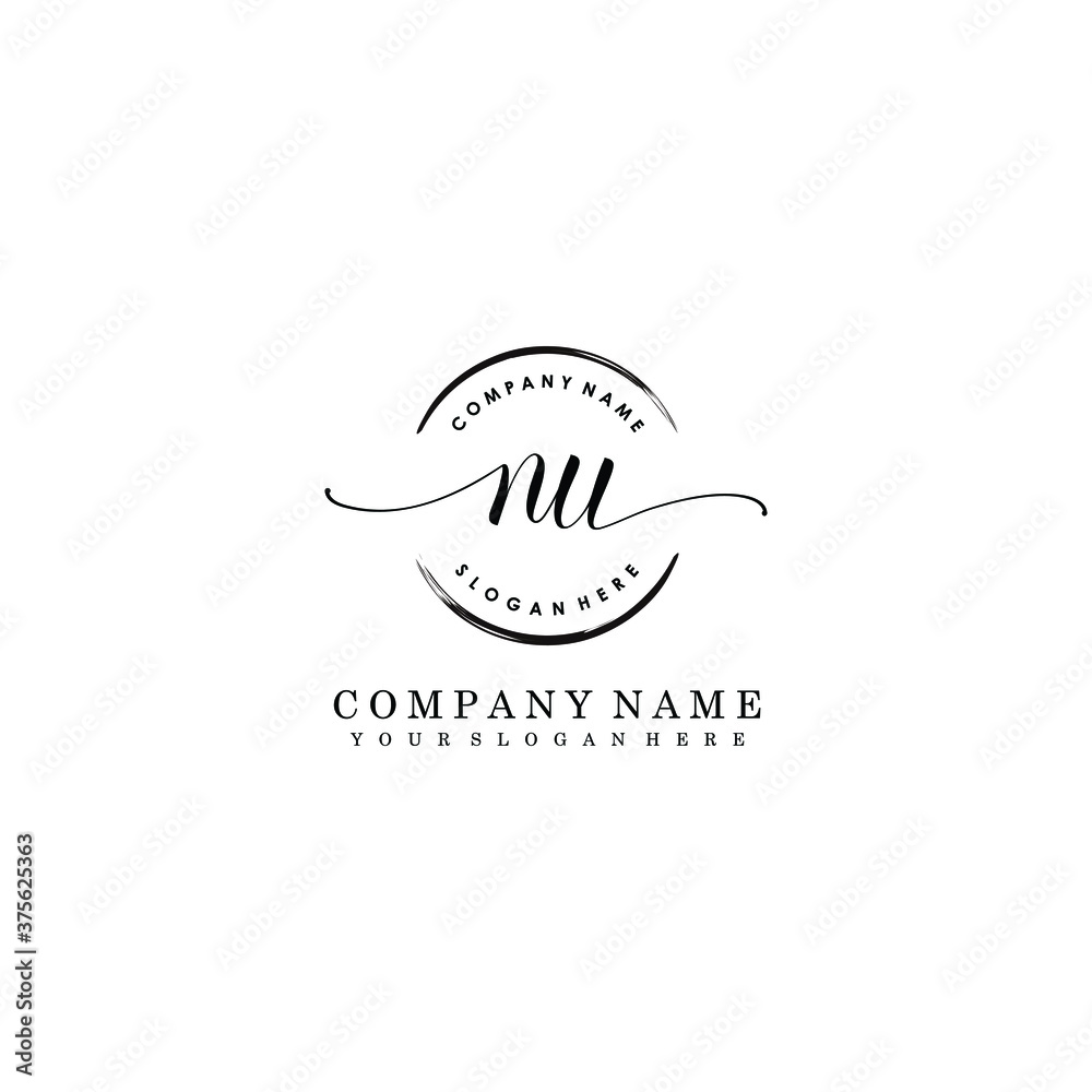 NU Initial handwriting logo template vector