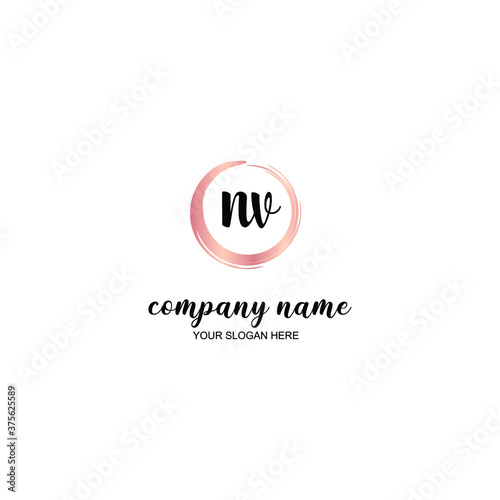NV Initial handwriting logo template vector