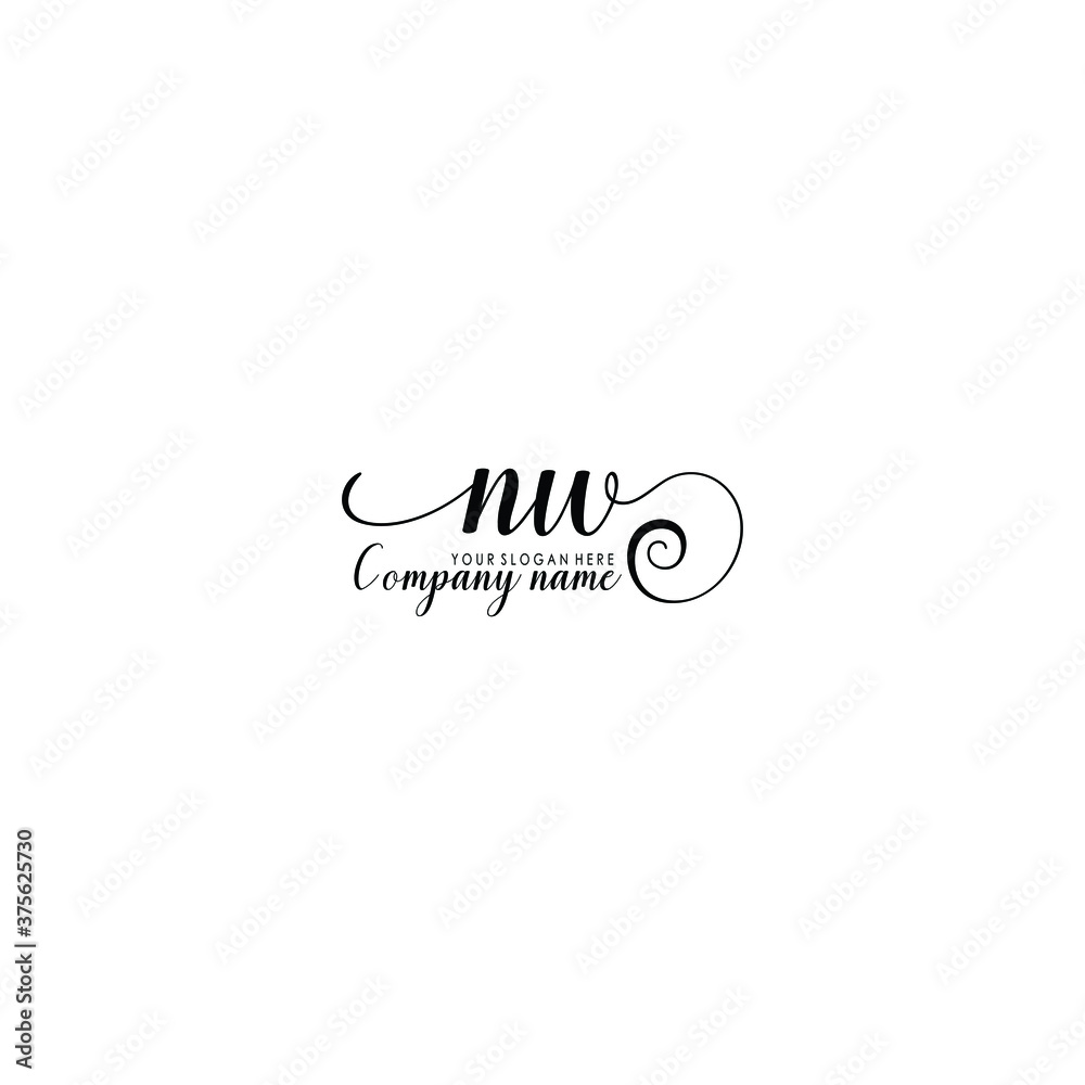 NW Initial handwriting logo template vector
