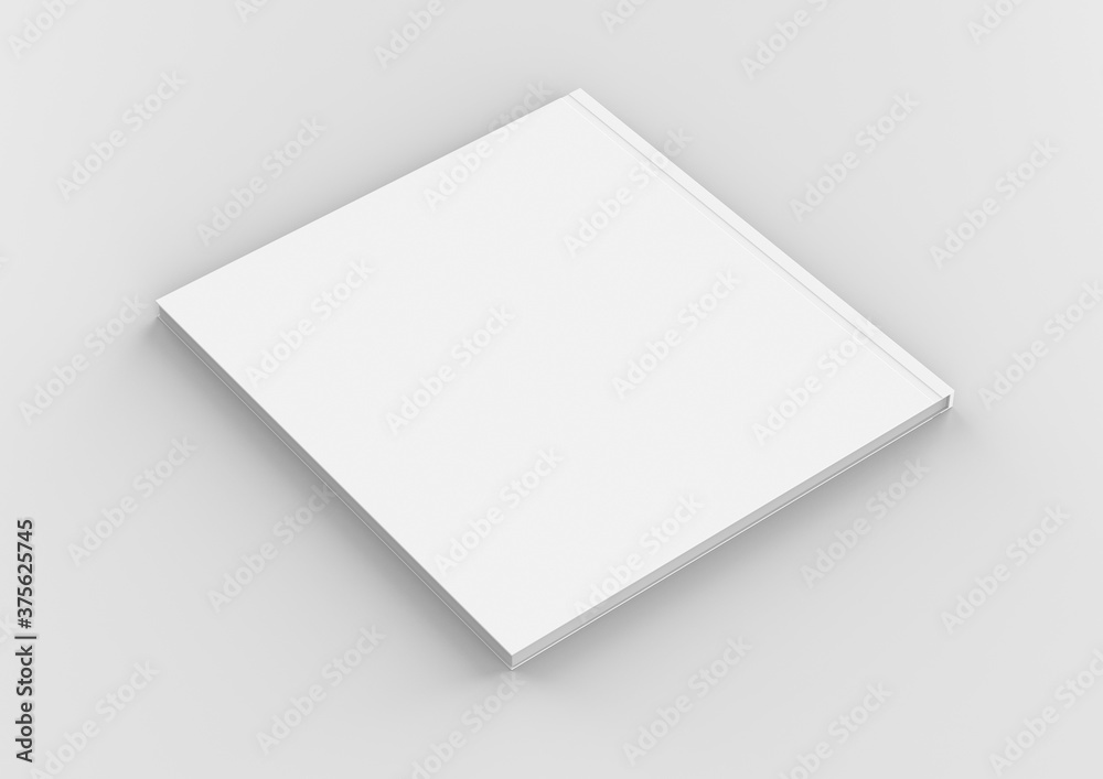 Rear View Template of white blank catalog on gray background. Rear View Template of white blank catalog on gray background.