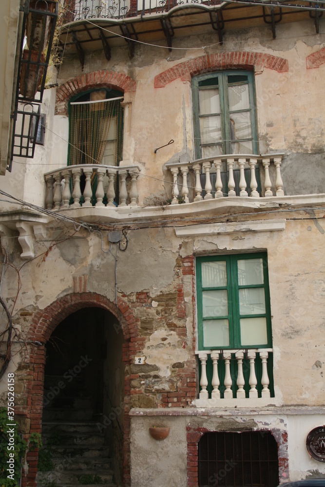 old building in an alley in the old town of agricola, cilento national park, salerno province, campania, italy