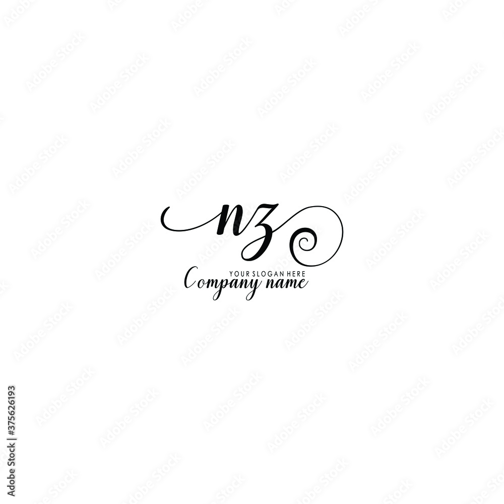NZ Initial handwriting logo template vector NZ Initial handwriting logo template vector