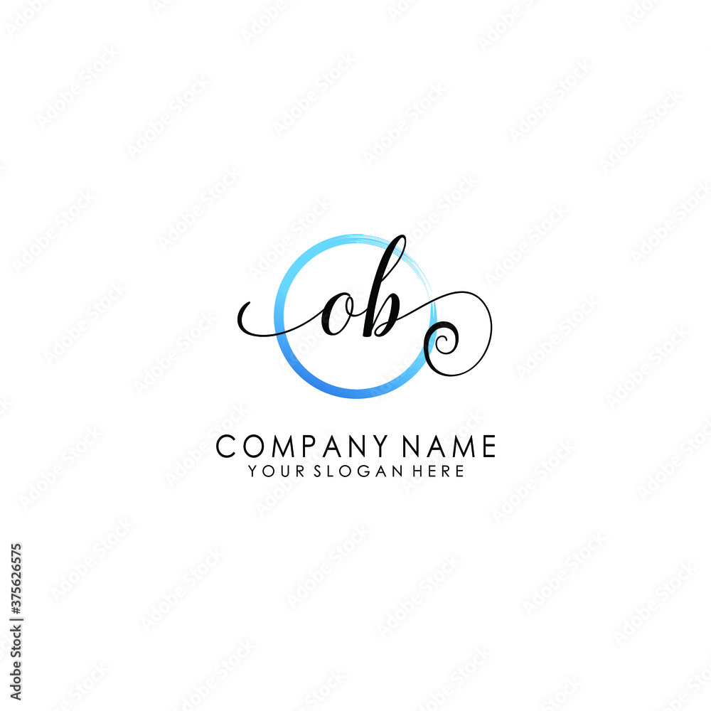 Fototapeta premium OB Initial handwriting logo template vector