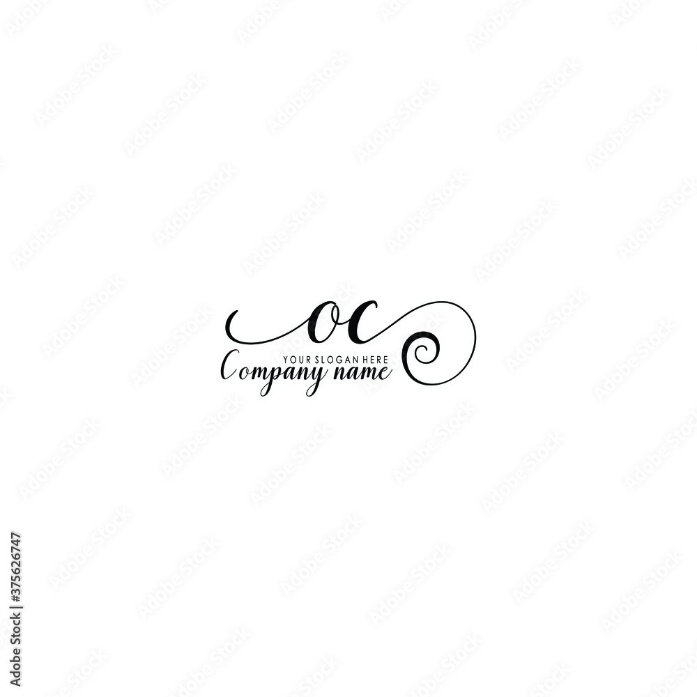OC Initial handwriting logo template vector