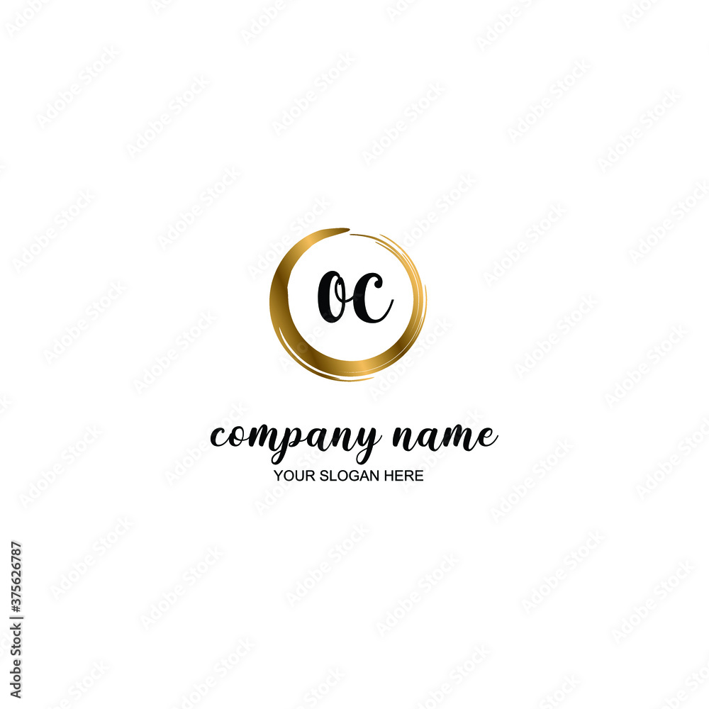 OC Initial handwriting logo template vector OC Initial handwriting logo template vector