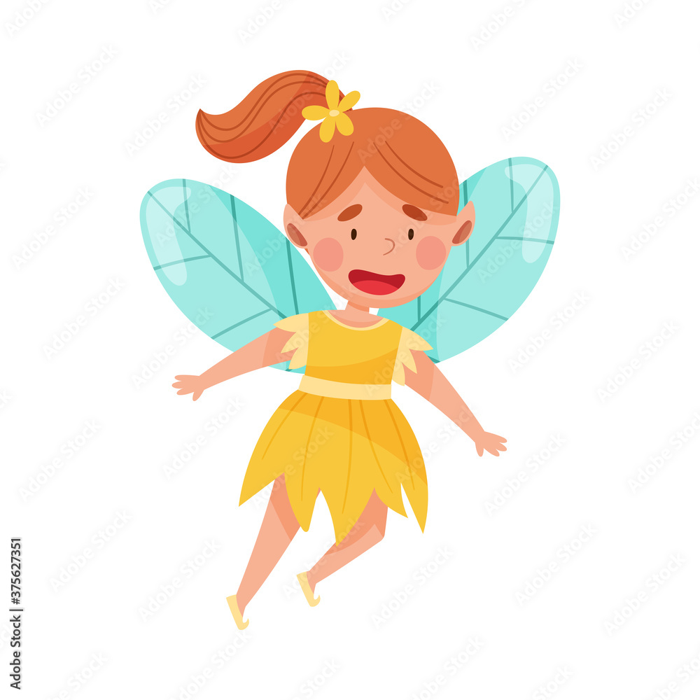 Little Fairy or Pixie with Wings Hovering Vector Illustration Little Fairy or Pixie with Wings Hovering Vector Illustration
