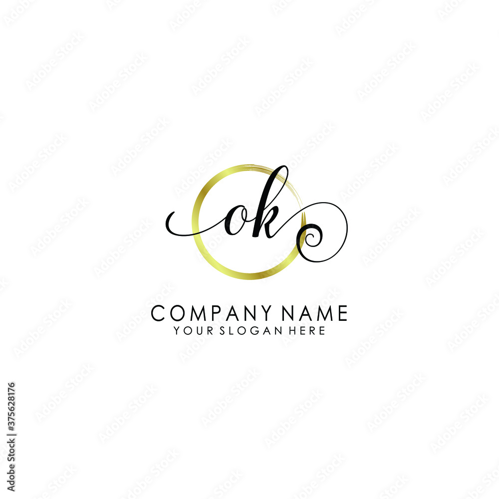 OK Initial handwriting logo template vector OK Initial handwriting logo template vector
