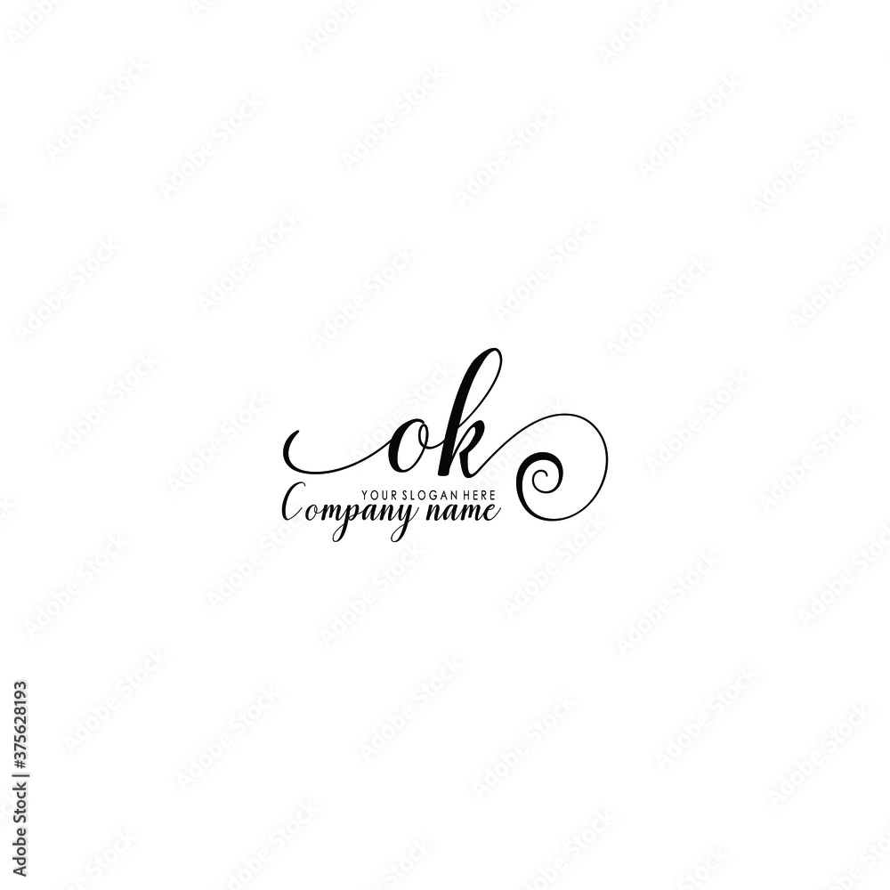 OK Initial handwriting logo template vector OK Initial handwriting logo template vector