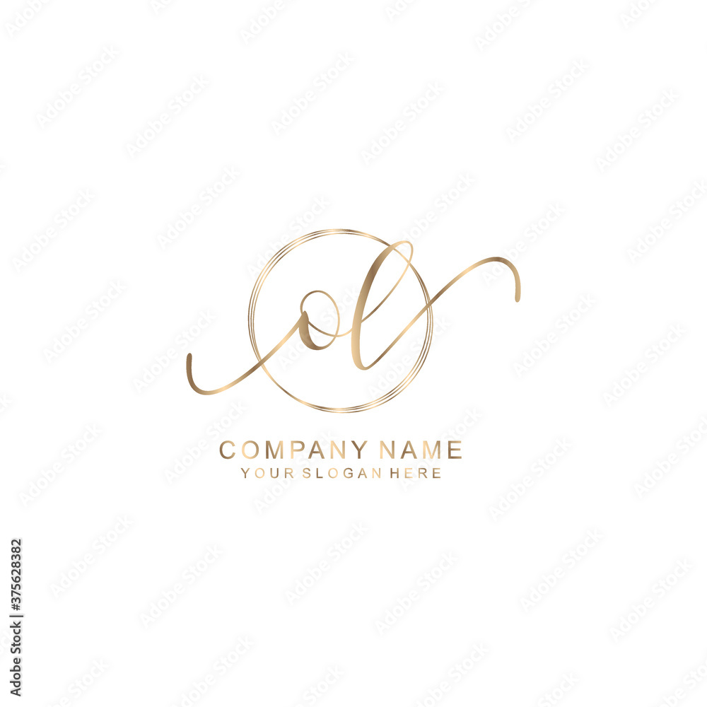 OL Initial handwriting logo template vector OL Initial handwriting logo template vector