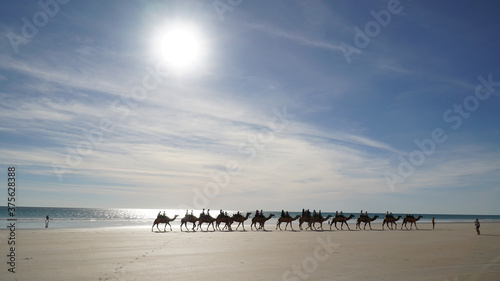 Camel riding at Cable Beach near Broome, Western Australia.
