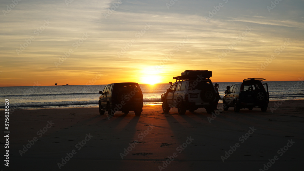 Sunset over the ocean at Cable Beach near Broome, Western Australia. Sunset over the ocean at Cable Beach near Broome, Western Australia.