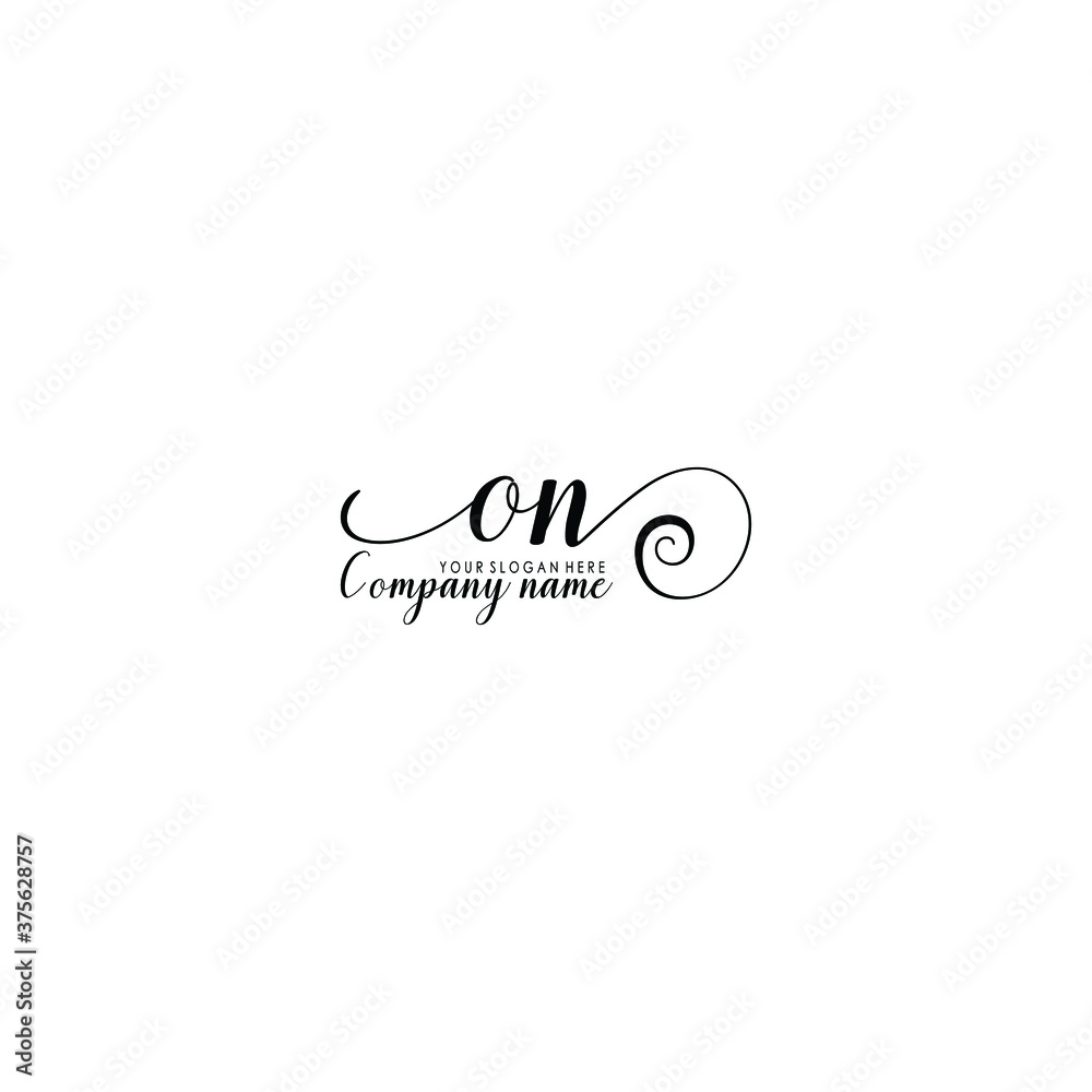 ON Initial handwriting logo template vector