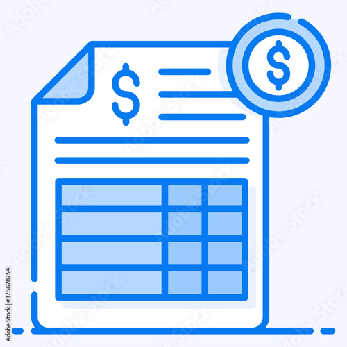 
Vector of coin with paper, bank statement in modern style 
