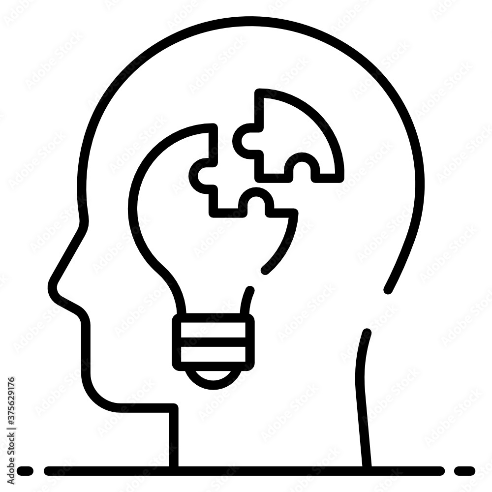 Jigsaw inside human head, problem solving in editable style
Jigsaw inside human head, problem solving in editable style