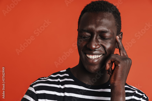 African american pensive smiling man