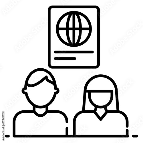 
Passport with persons, spouse visa concept design 
