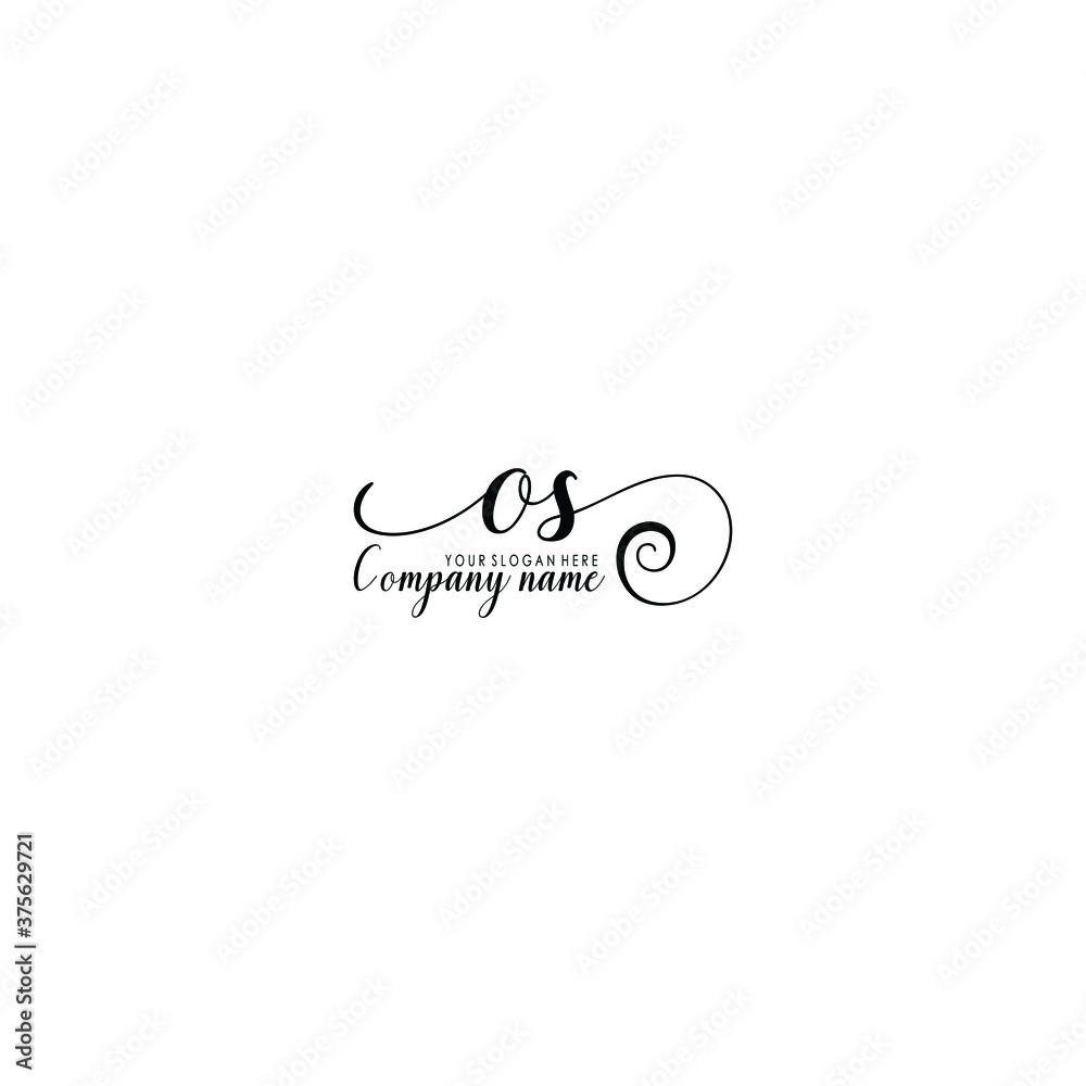OS Initial handwriting logo template vector