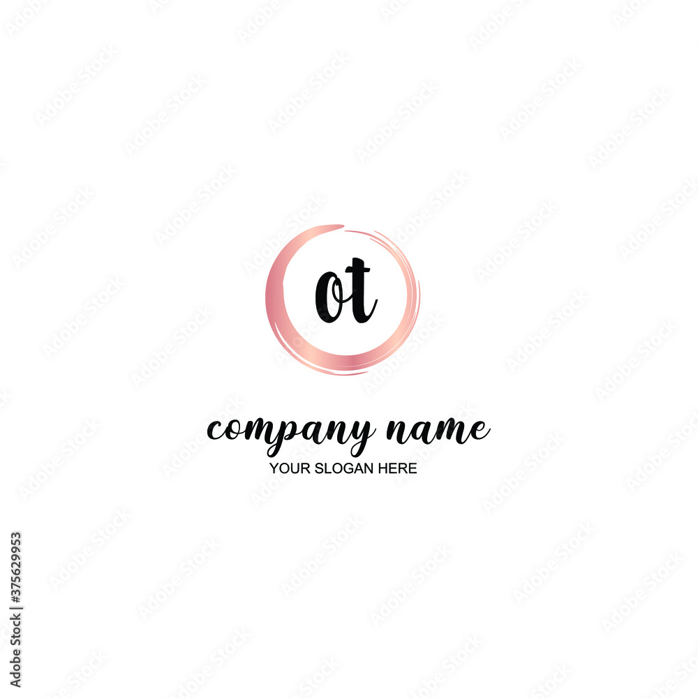 OT Initial handwriting logo template vector