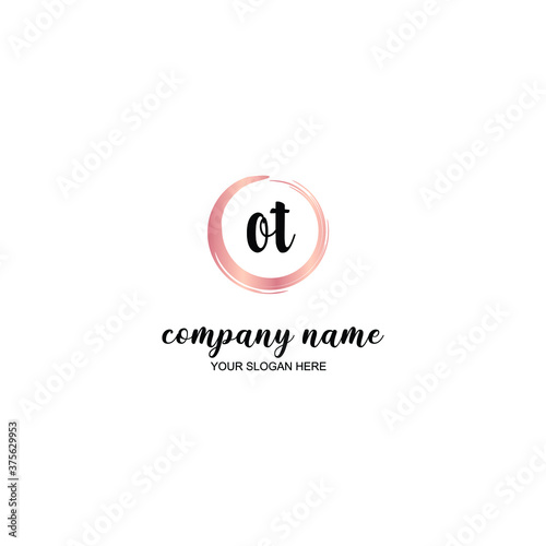 OT Initial handwriting logo template vector