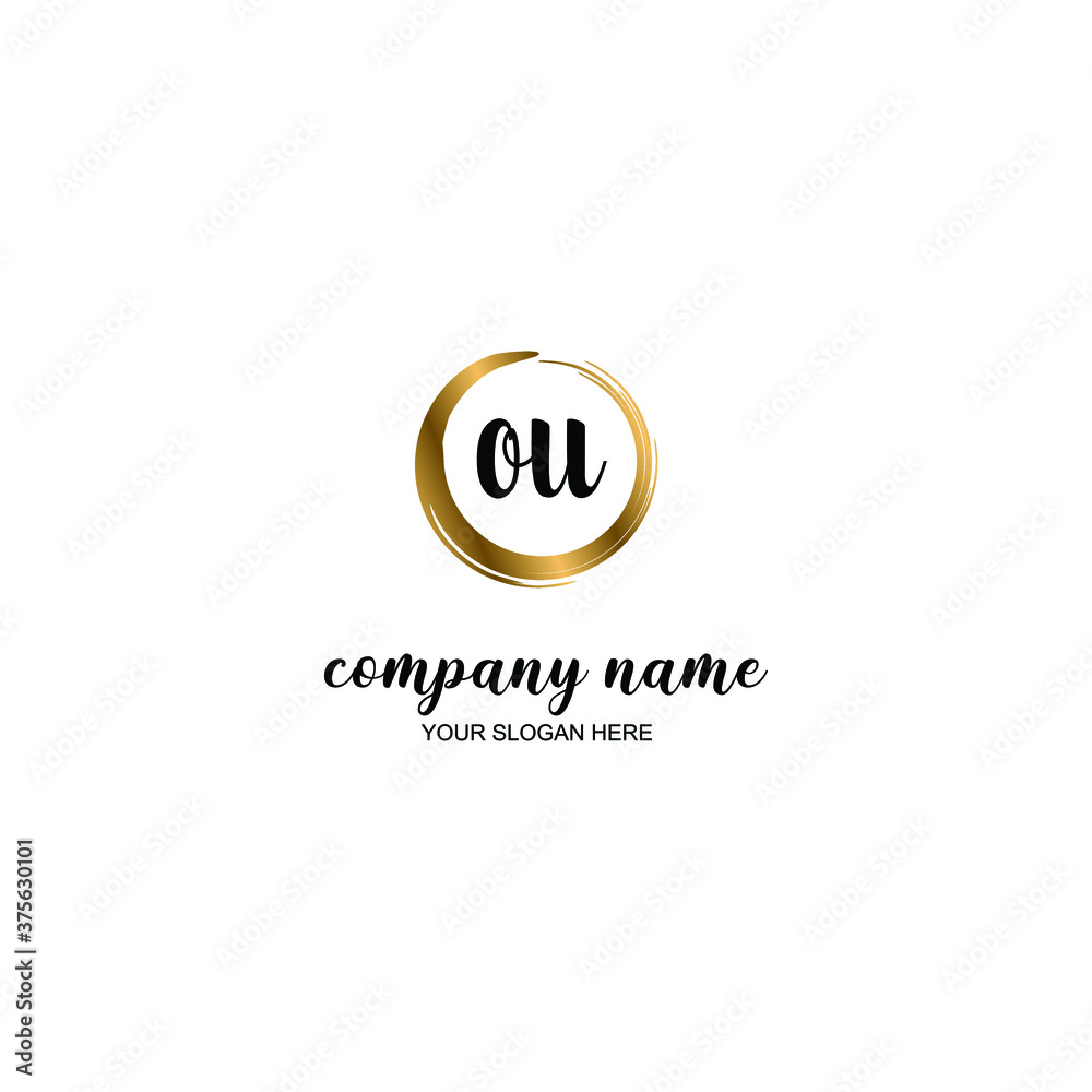 OU Initial handwriting logo template vector OU Initial handwriting logo template vector