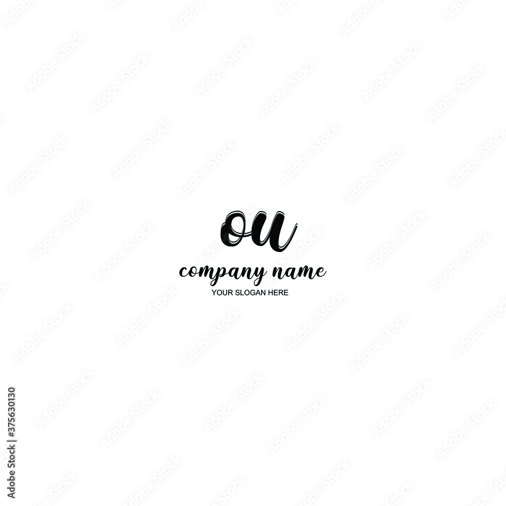 OU Initial handwriting logo template vector OU Initial handwriting logo template vector