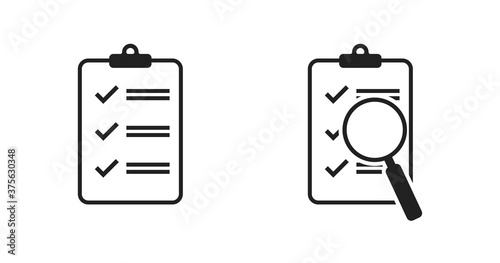 Checklist document magnifier icon vector. Isolated flat design for web