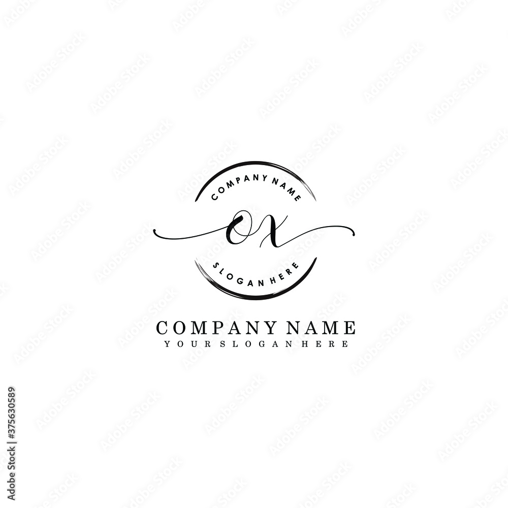 OX Initial handwriting logo template vector OX Initial handwriting logo template vector