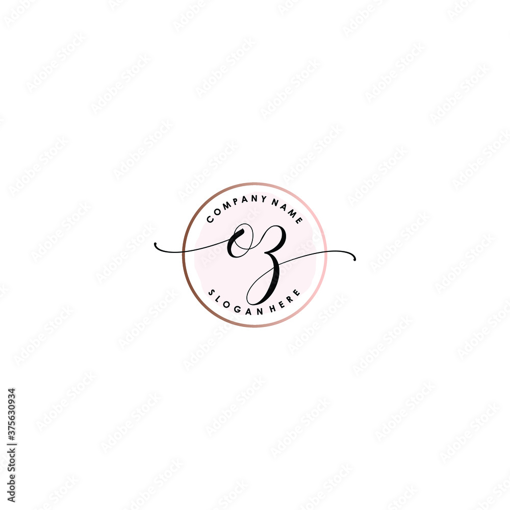 OZ Initial handwriting logo template vector OZ Initial handwriting logo template vector
