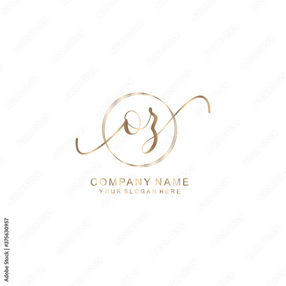 OZ Initial handwriting logo template vector OZ Initial handwriting logo template vector