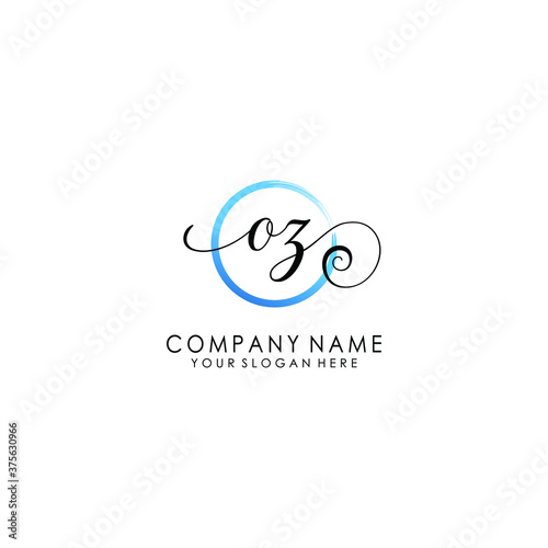 OZ Initial handwriting logo template vector