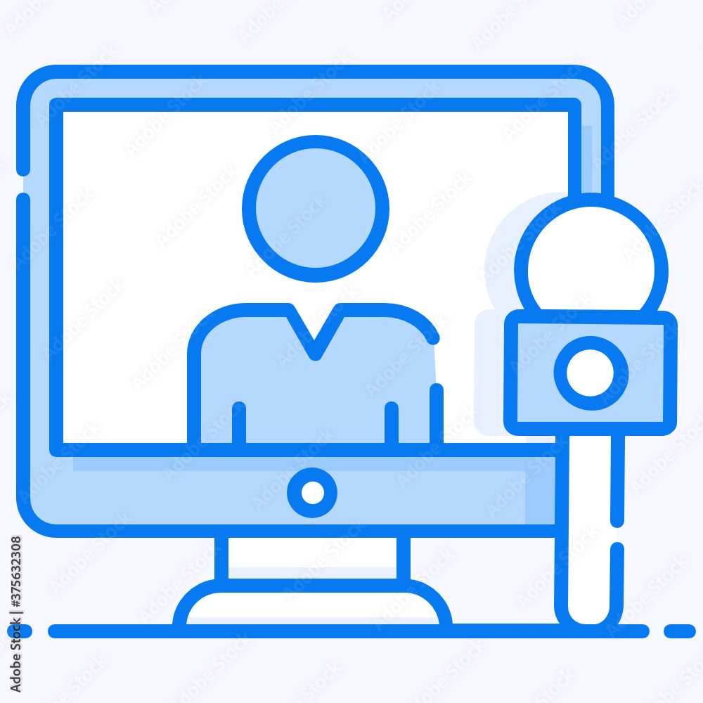 Mic with an online person vector, live news
Mic with an online person vector, live news