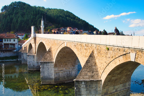 The old Ottoman town of Konjic, Bosnia and Herzegovina, is famous for medieval stone bridge across Neretva river 