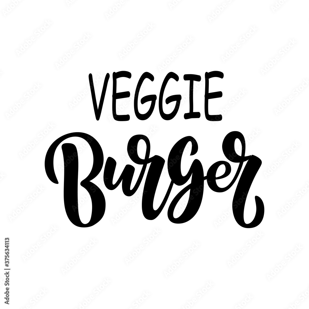 Veggie Burgers Lettering logo on white background