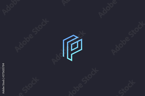 Technology Letter P Logo Abstract Whimsical Monogram