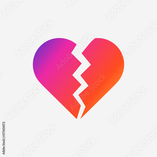 Heartbreak Social Media Icon Isolated On Gray Background. Heartbreak Emoticon Symbol Modern Simple Vector Icon For Web Site Or Mobile App