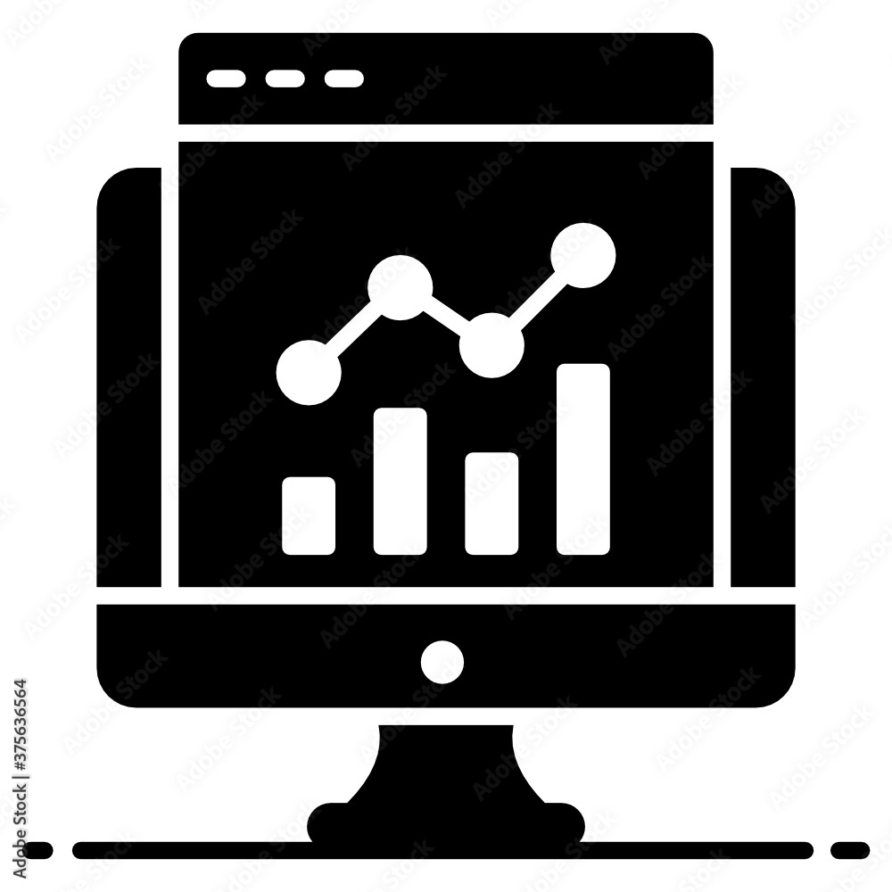 Data chart inside monitor showcasing online graph icon
Data chart inside monitor showcasing online graph icon