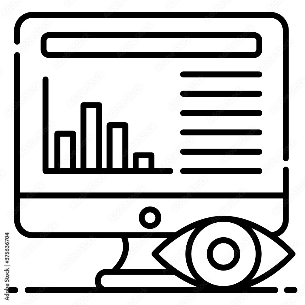 Data inside monitor with eye, concept of data visualization icon
Data inside monitor with eye, concept of data visualization icon