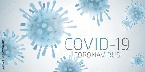 Covid 19 science illustration - coronavirus sars cov 2 - blue design banner scie Fototapet