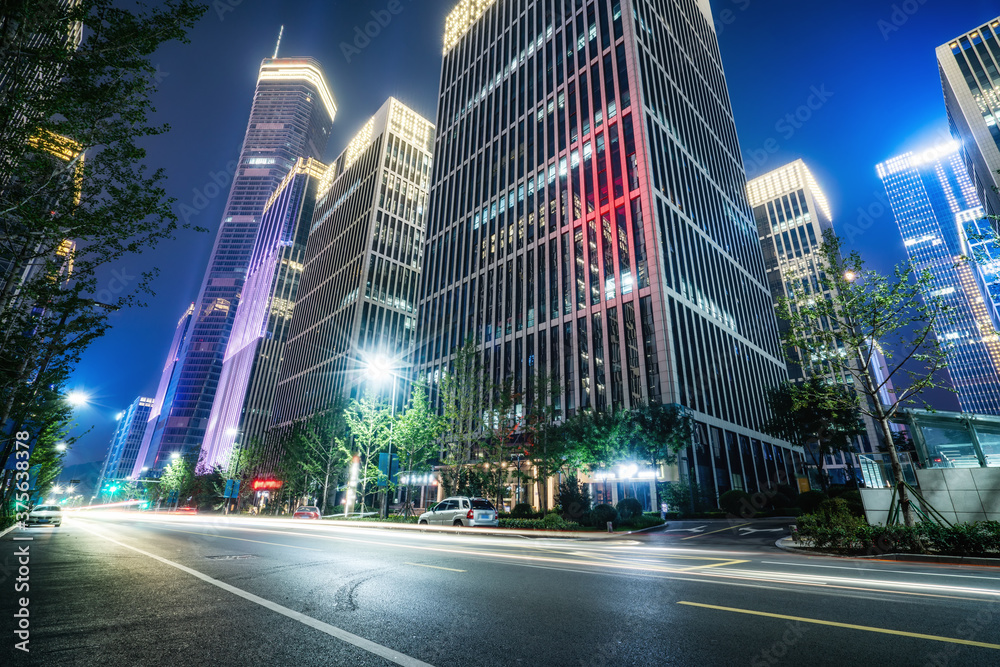 Dense skyscrapers and roads, Jinan CBD, China.