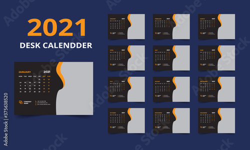 Desk calendar design 2021 template